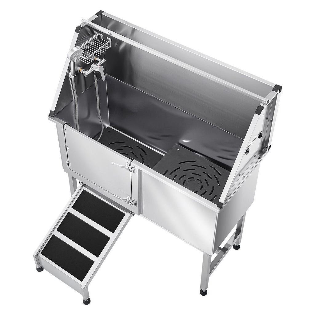 Transform Bath Time: Stainless Steel Dog Washing Station with Ramp & Faucet
