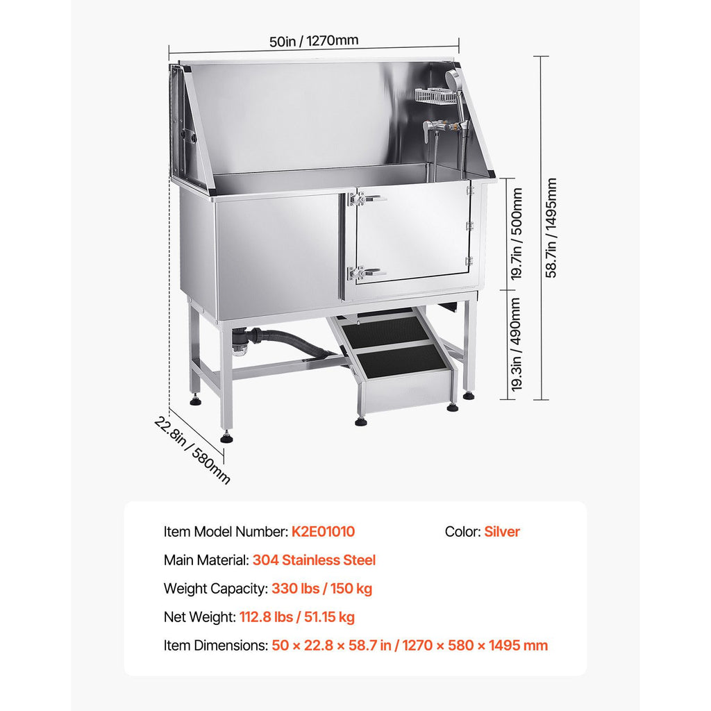 Transform Bath Time: Stainless Steel Dog Washing Station with Ramp & Faucet