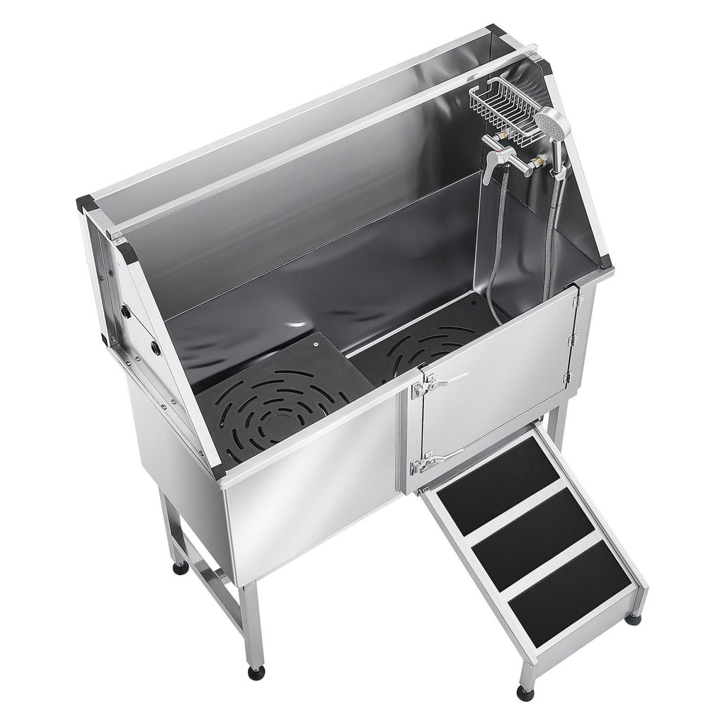 Transform Bath Time: Stainless Steel Dog Washing Station with Ramp & Faucet
