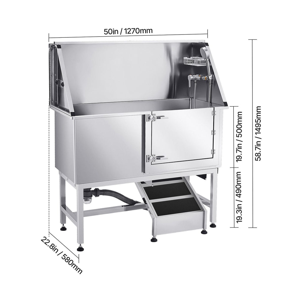 Transform Bath Time: Stainless Steel Dog Washing Station with Ramp & Faucet