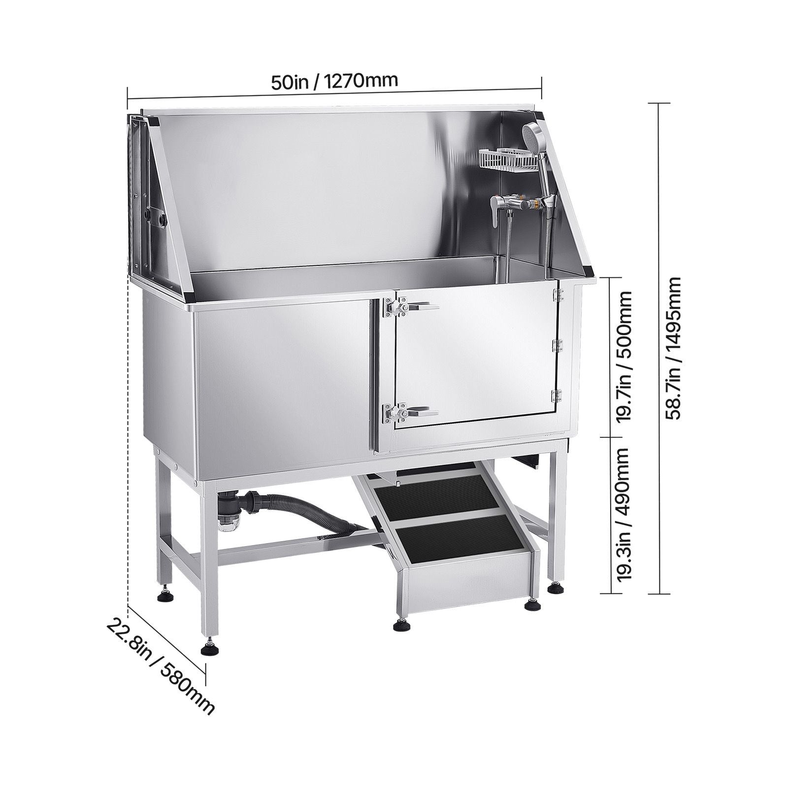 Transform Bath Time: Stainless Steel Dog Washing Station with Ramp & Faucet