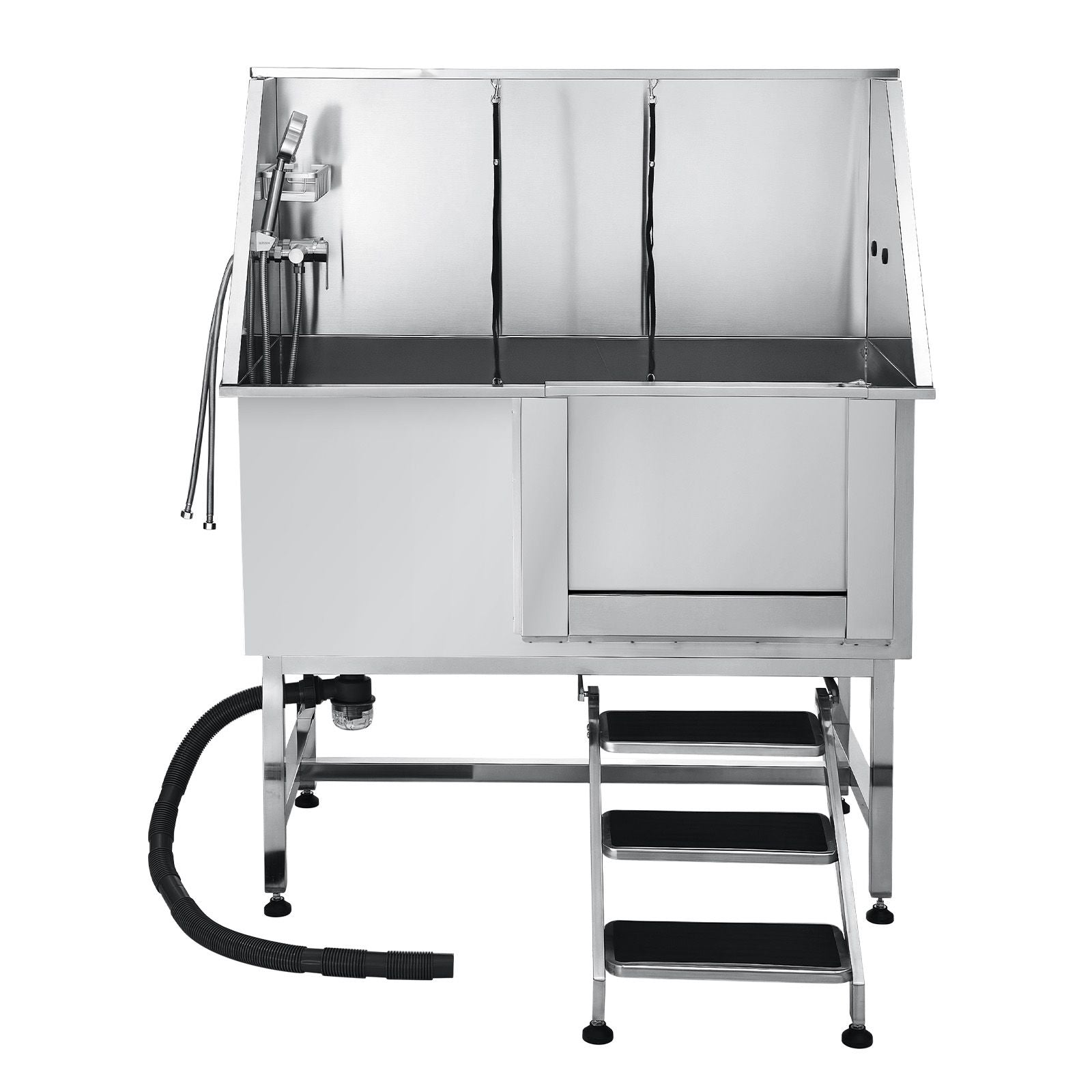 Stainless structured Dog Grooming Tub with Faucet, Showerhead & Anti-Slip Steps