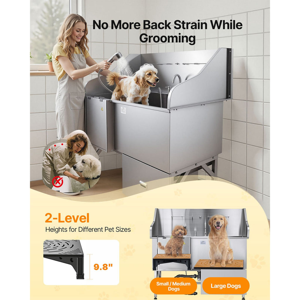 Effortless Dog Baths with Our Stainless Steel Grooming Tub