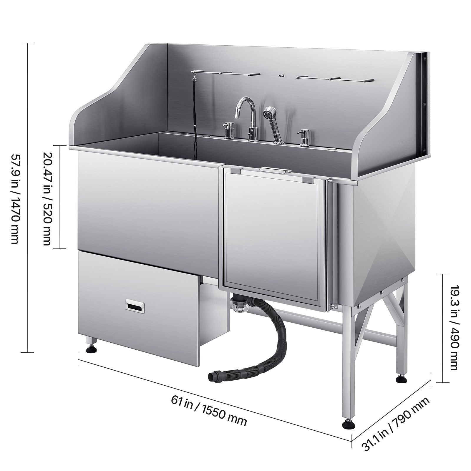Effortless Dog Baths with Our Stainless Steel Grooming Tub