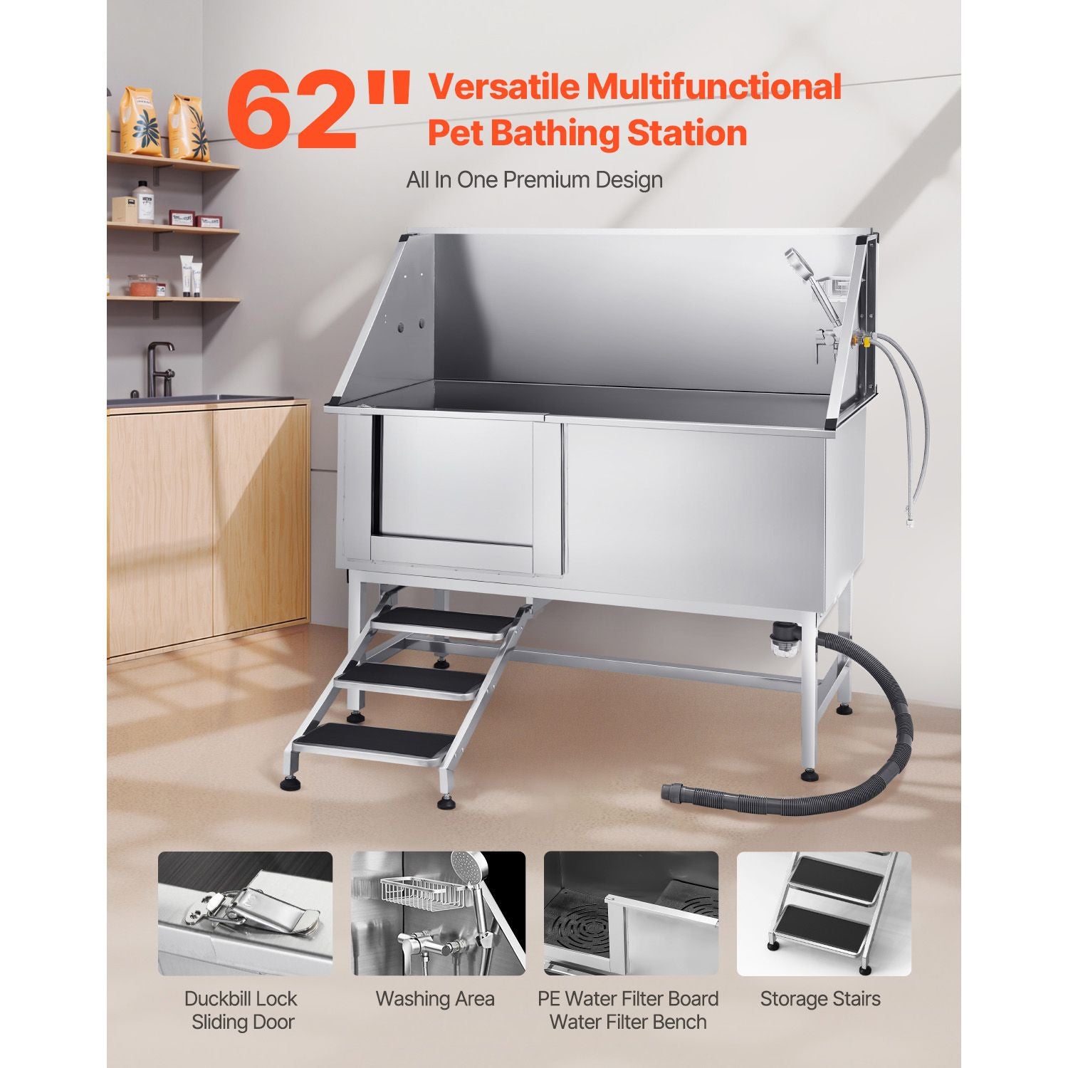 Make Bath Time a Breeze with Our Stainless Steel Dog Washing Station