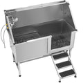 Professional Stainless Steel Dog Washing Station – 62" Grooming Tub with Stairs & Faucet