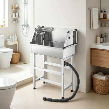 Compact Stainless structured Dog Washing Station with Rounded Corners