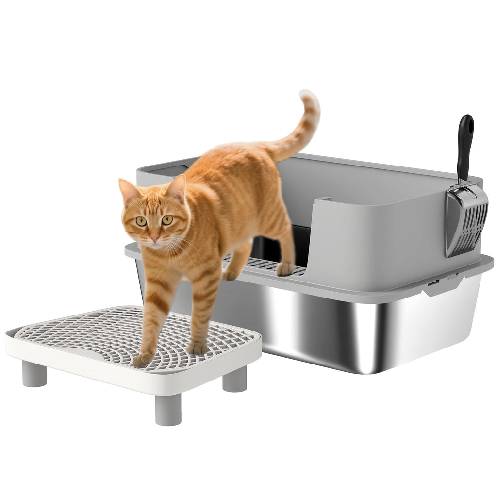 Fresh-Smelling, Mess-Free Cat Litter Box with High Sides & Included Scoop