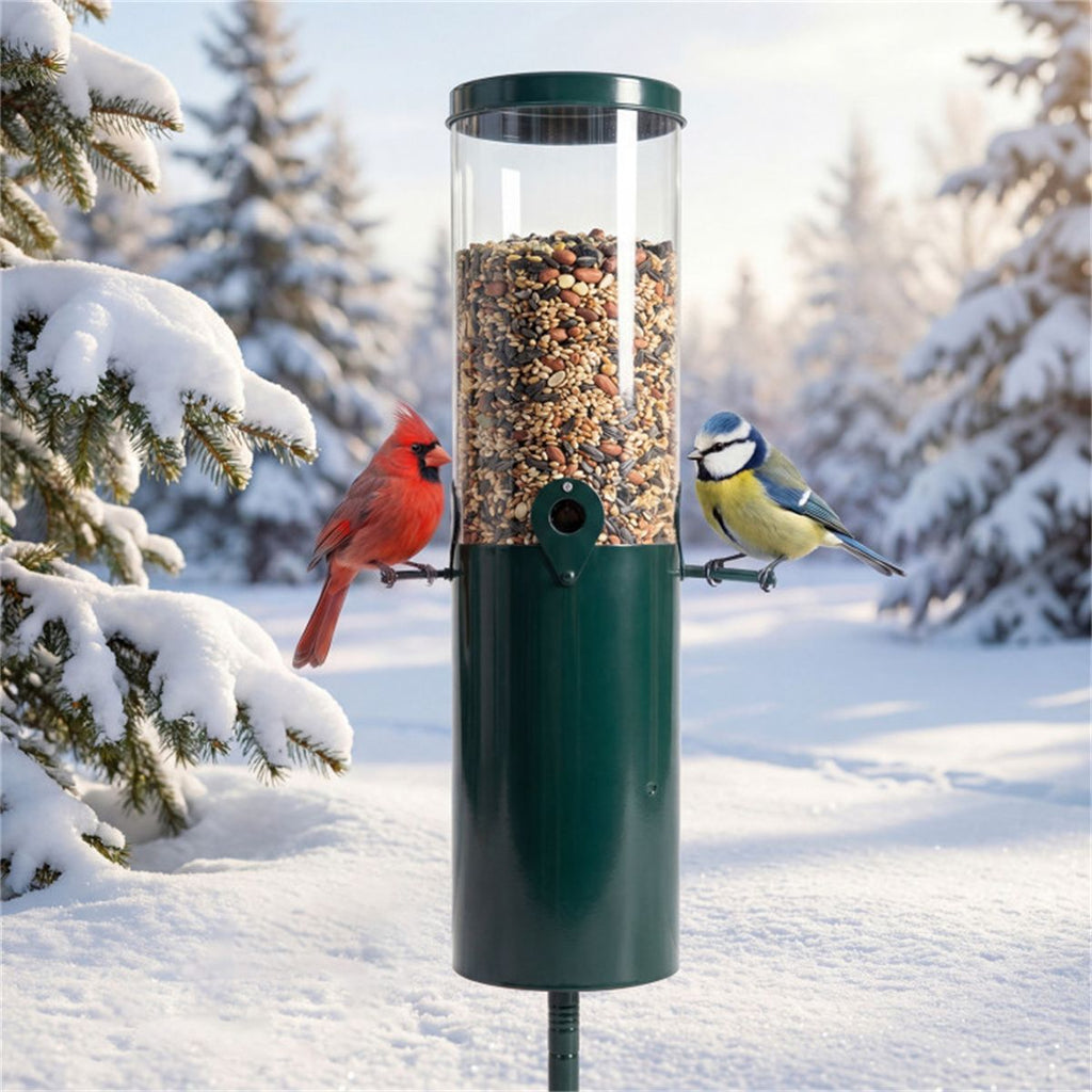 Standing Bird Feeder Squirrel-Proof, 4 Feeding Ports with Perches practical structured & PC Construction