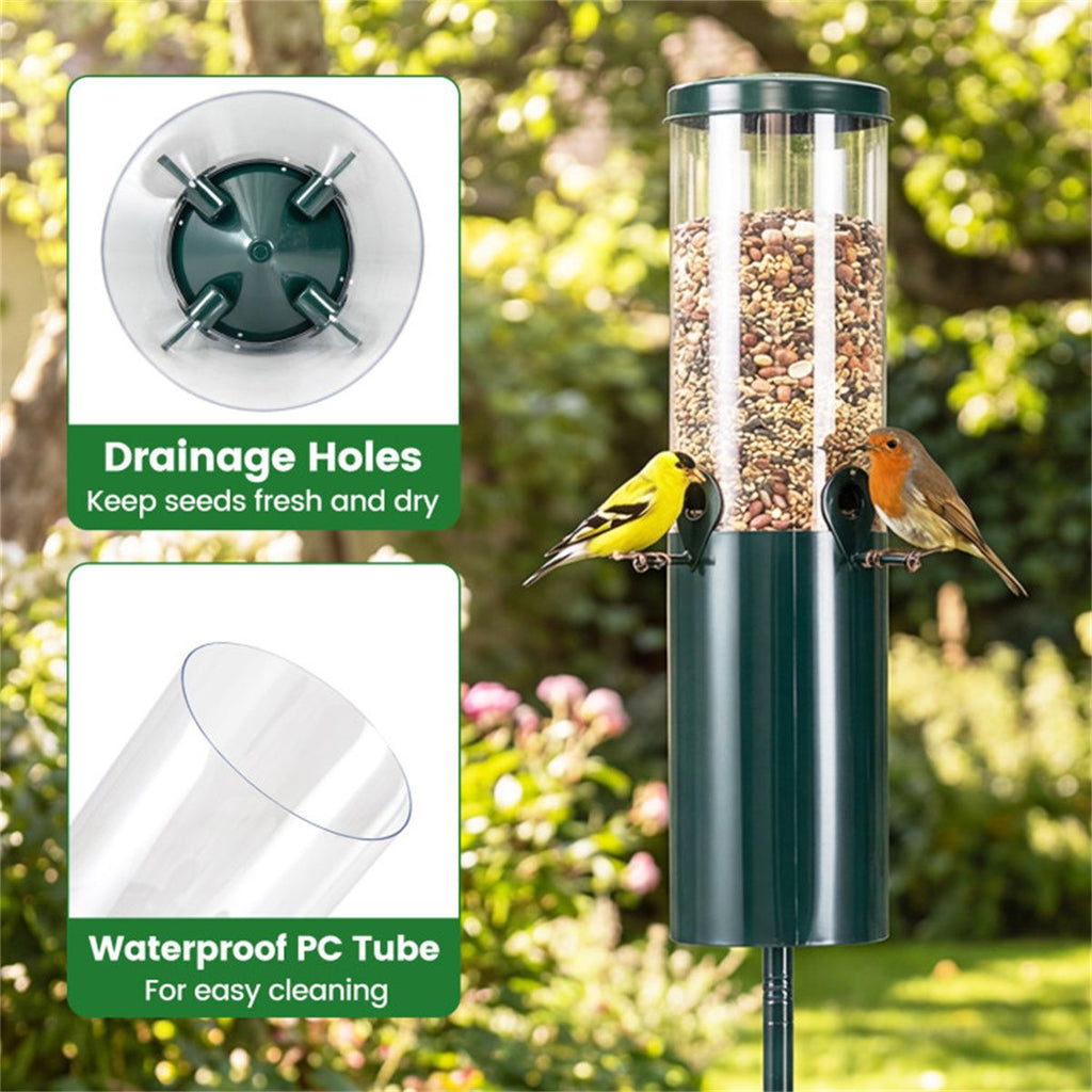Standing Bird Feeder Squirrel-Proof, 4 Feeding Ports with Perches practical structured & PC Construction