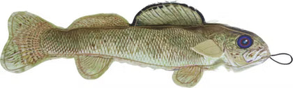 Realistic Denim Walleye Toy with Crinkle and Squeak