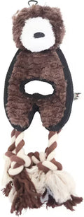 Bear-Shaped Flat Dog Toy with Rope, Squeaker, and Inner Toy