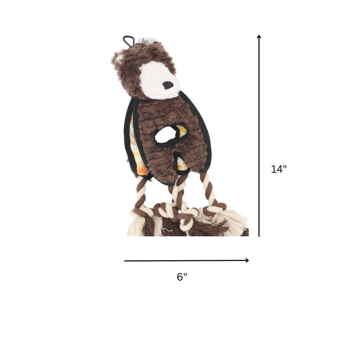 Bear-Shaped Flat Dog Toy with Rope, Squeaker, and Inner Toy