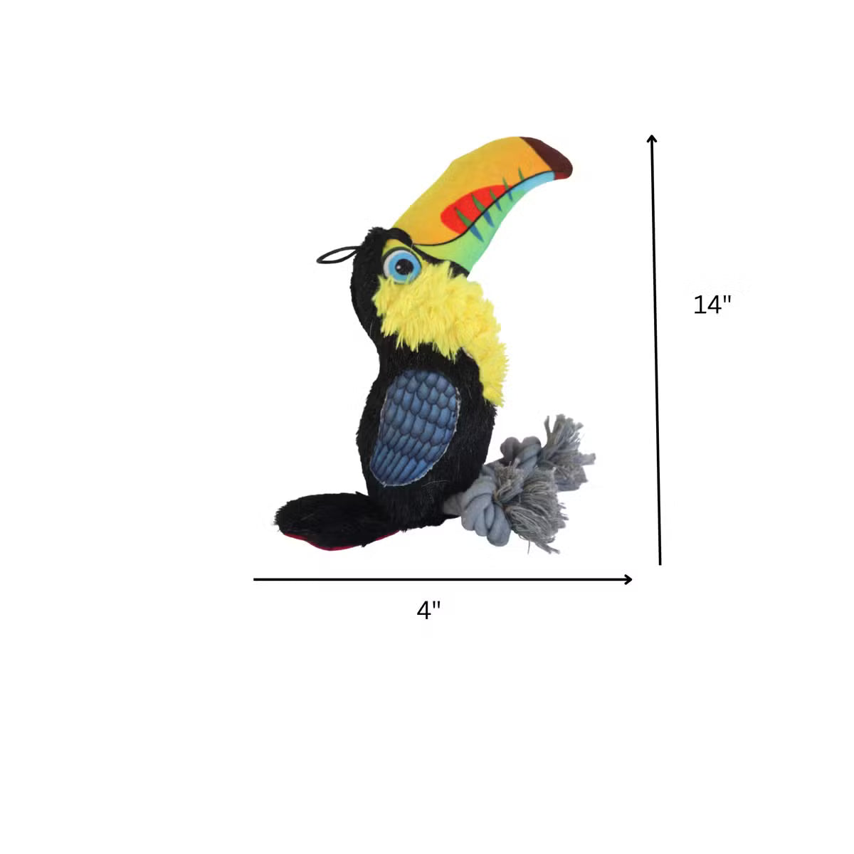 Ruffian Toucan: everyday Squeaky Plush Toy with Surprise Tennis Ball