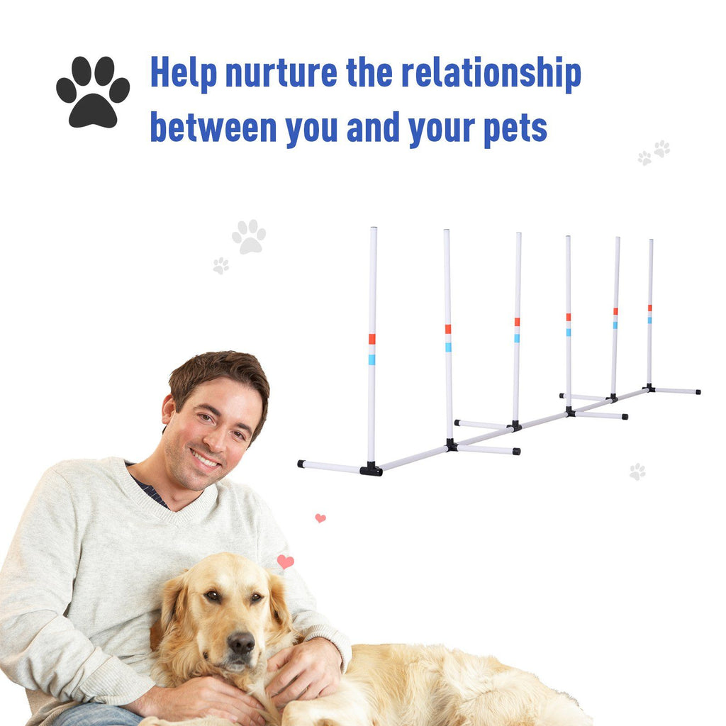 Sturdy Dog Weaves Poles Pet Speed and Agility Equipment Dogs Obstacle Outdoor w/ Storage Bag