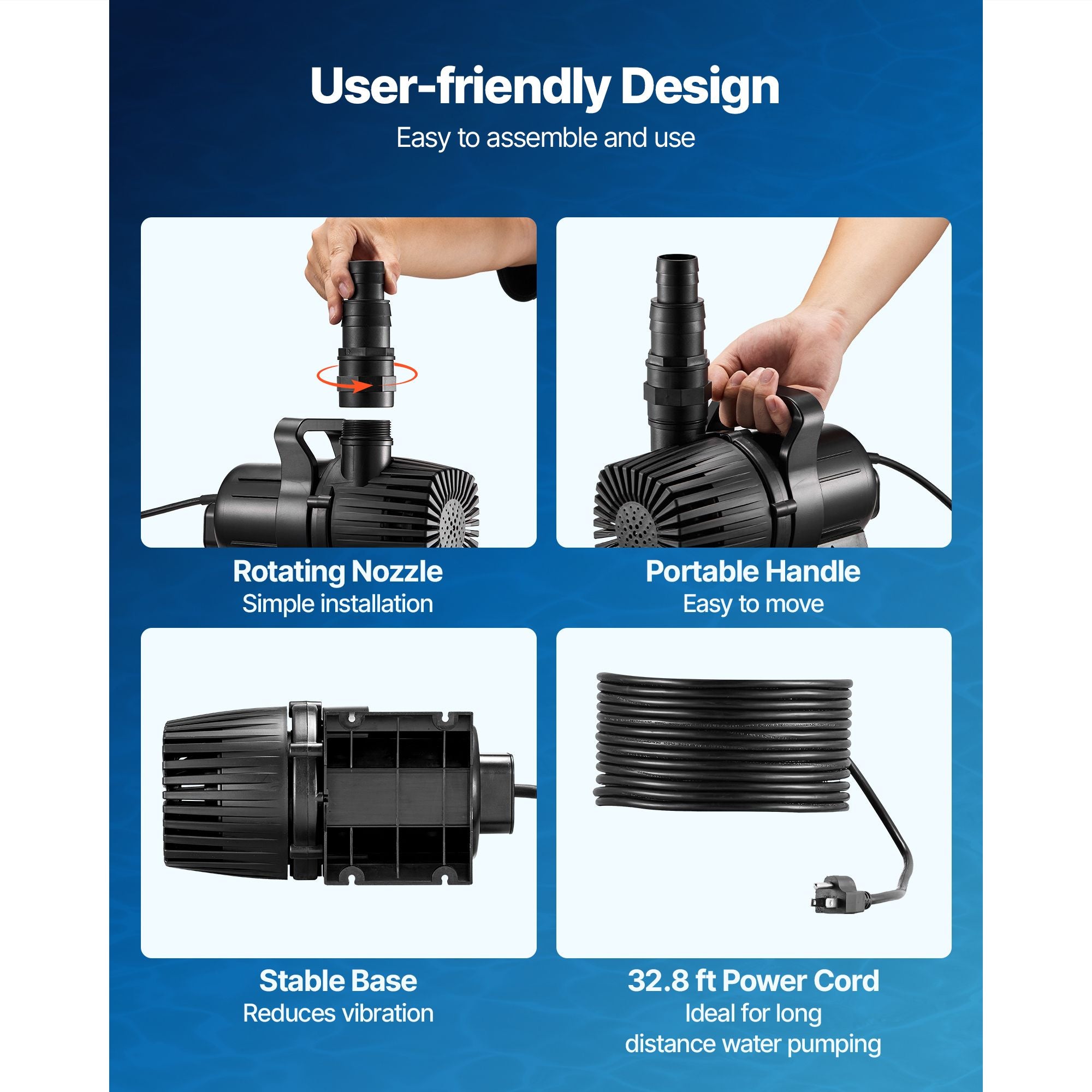 High Flow Submersible Water Pump 4500GPH with IP68 water-ready Design