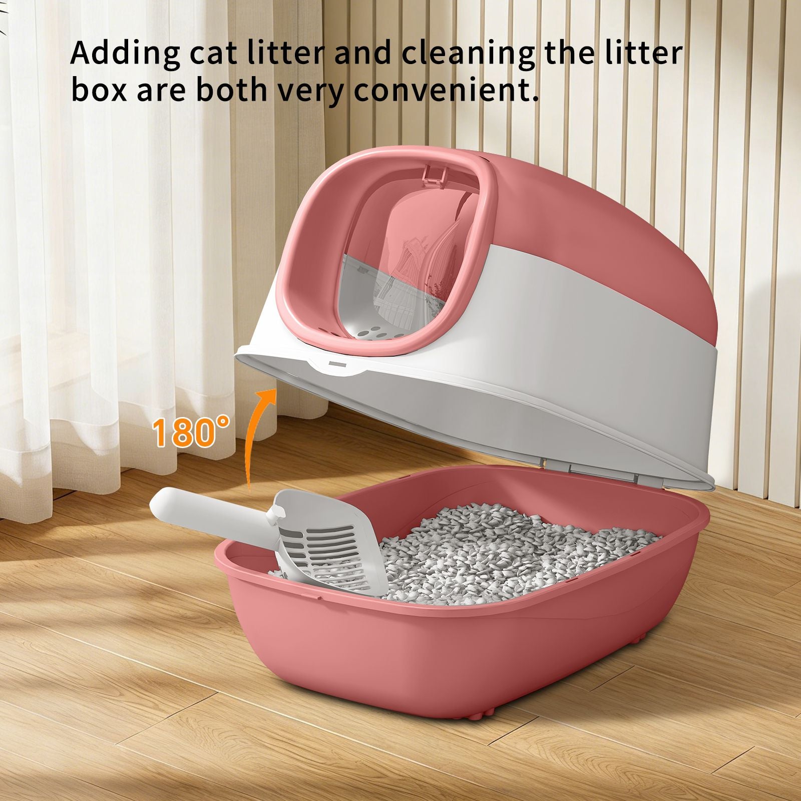 Pink Open Cat Litter Box: Spacious, Hygienic & Stylish