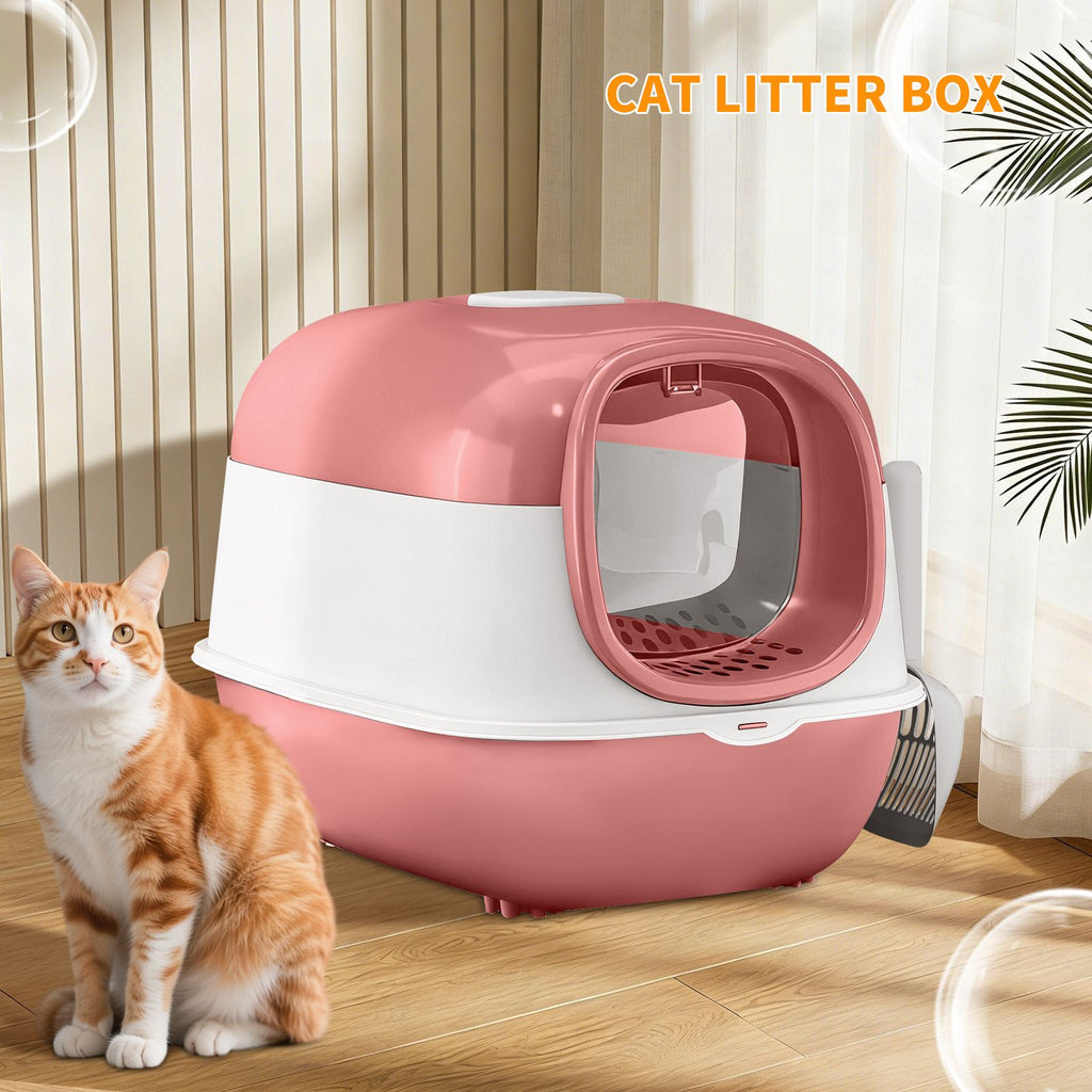 Pink Open Cat Litter Box: Spacious, Hygienic & Stylish