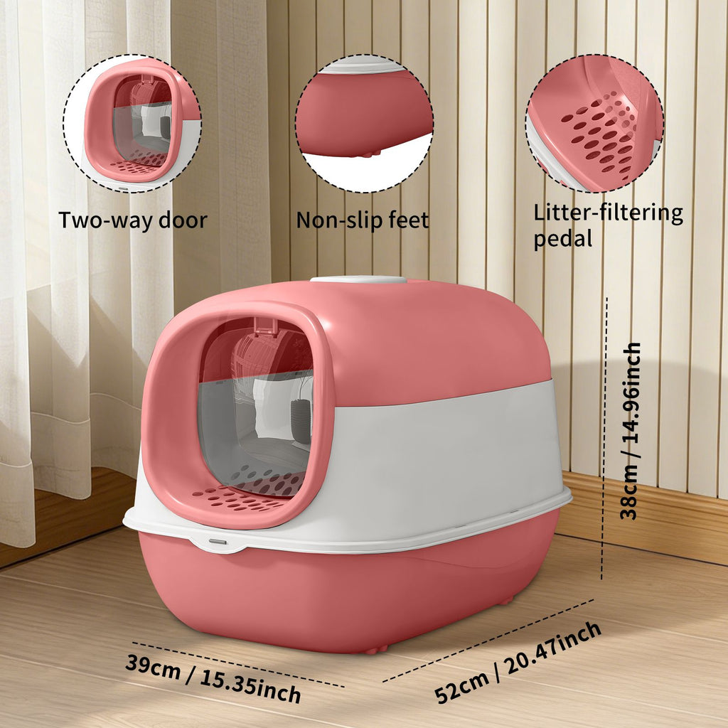 Pink Open Cat Litter Box: Spacious, Hygienic & Stylish