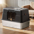 Flip-Top Stainless structured Enclosed Cat Litter Box with Easy Cleaning