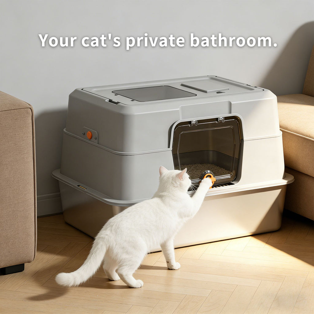 Flip-Top Stainless structured Cat Litter Box with Easy Clean Tray
