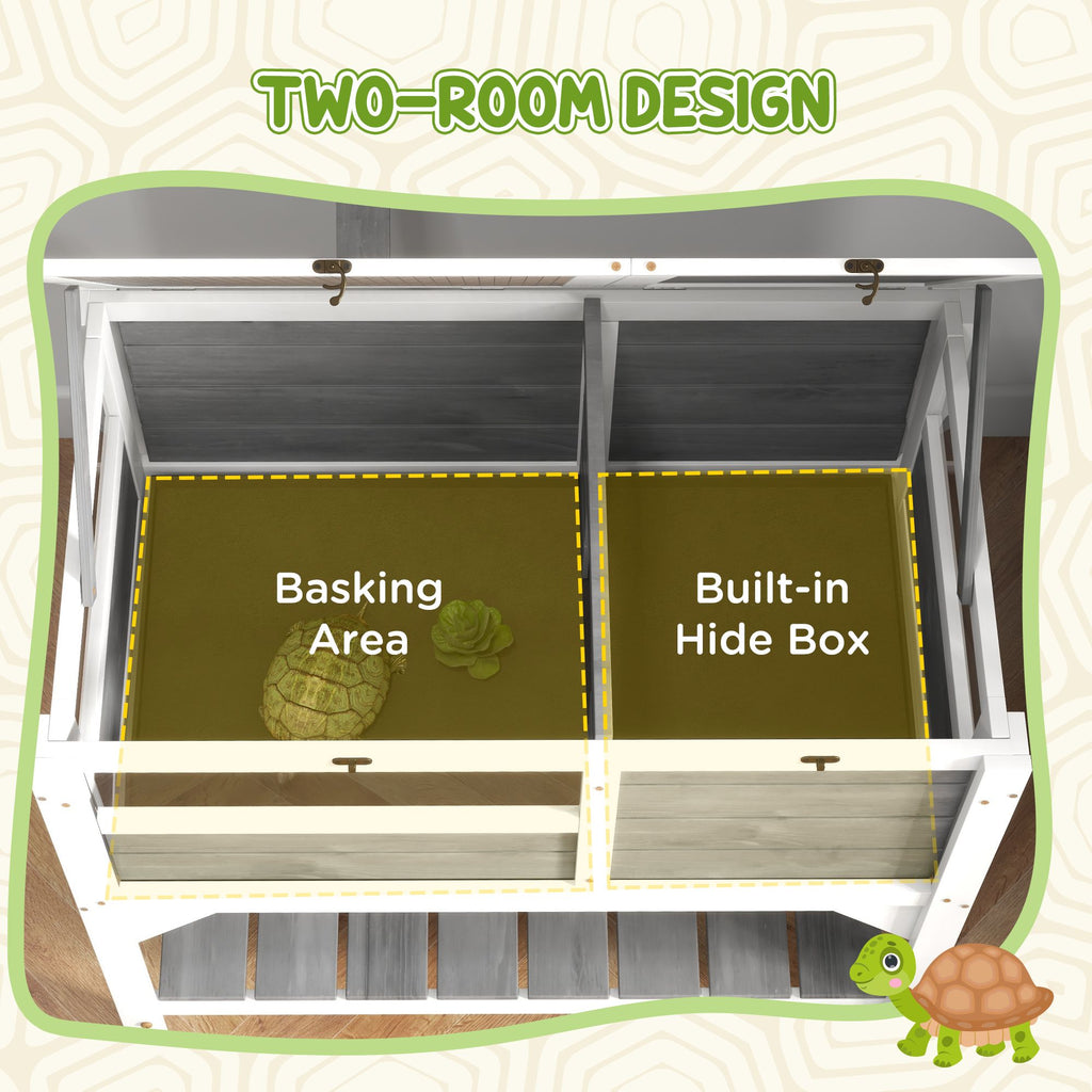 Tortoise Habitat with Storage Shelf and Acrylic Windows - Light Gray