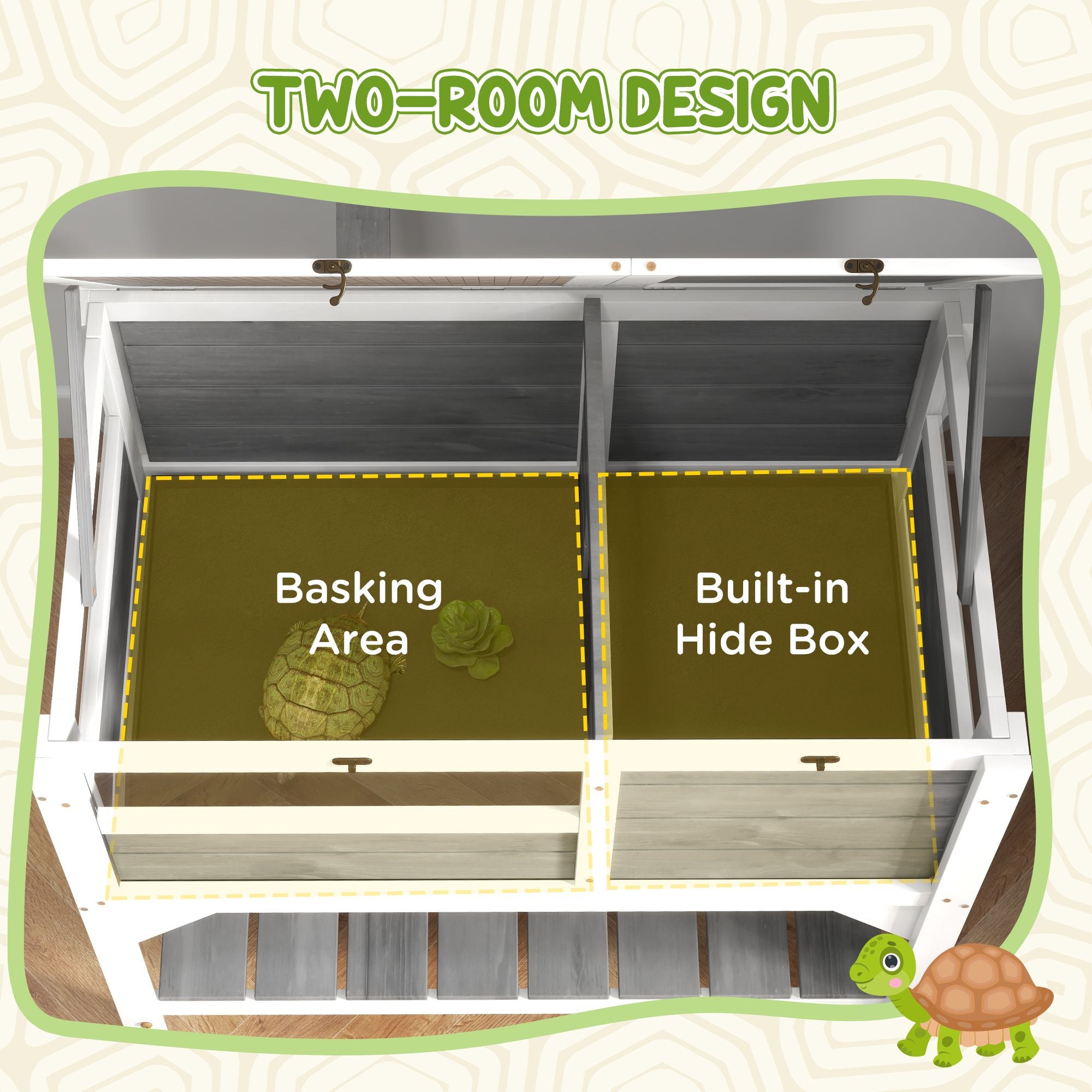 Tortoise Habitat with Storage Shelf and Acrylic Windows - Light Gray