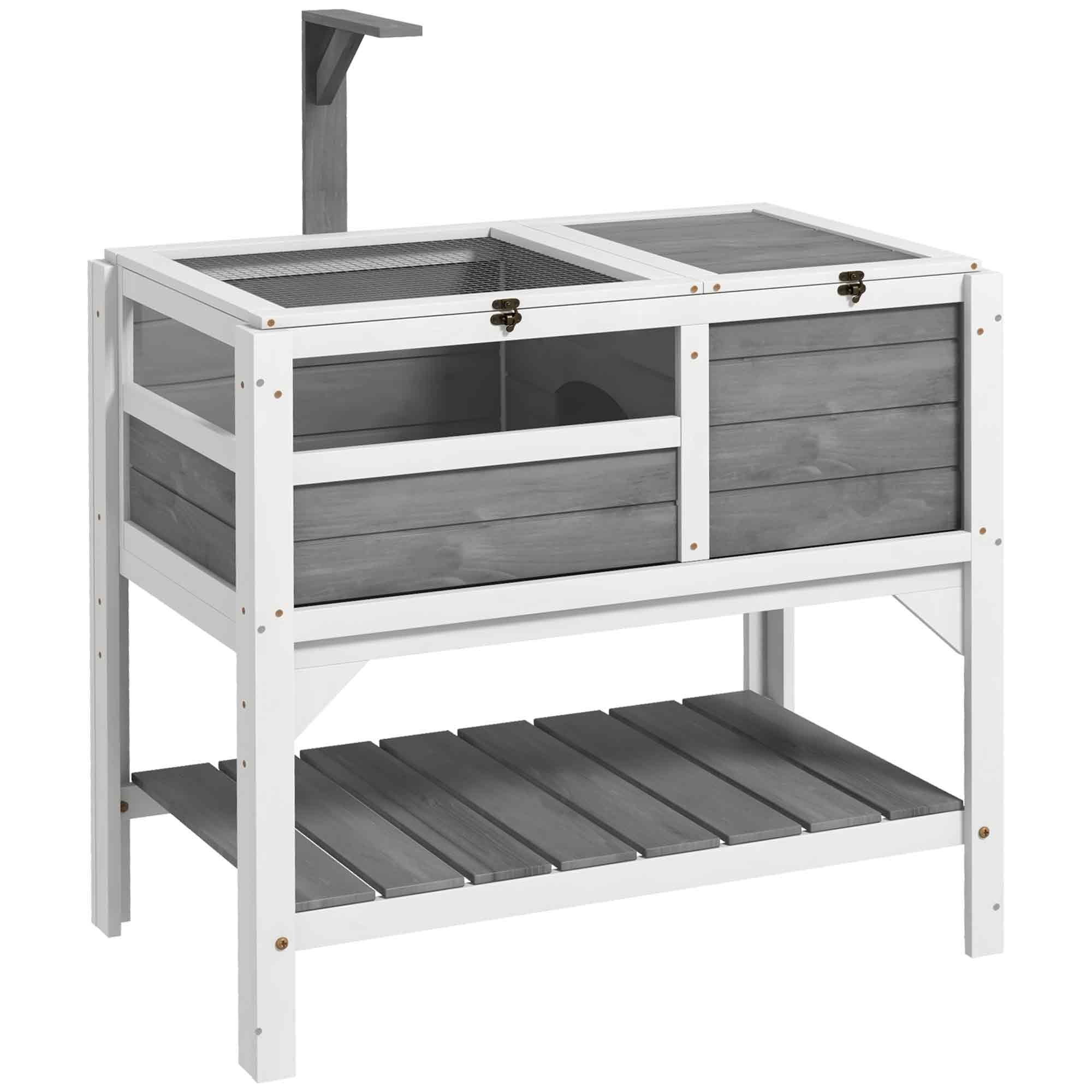 Tortoise Habitat with Storage Shelf and Acrylic Windows - Light Gray