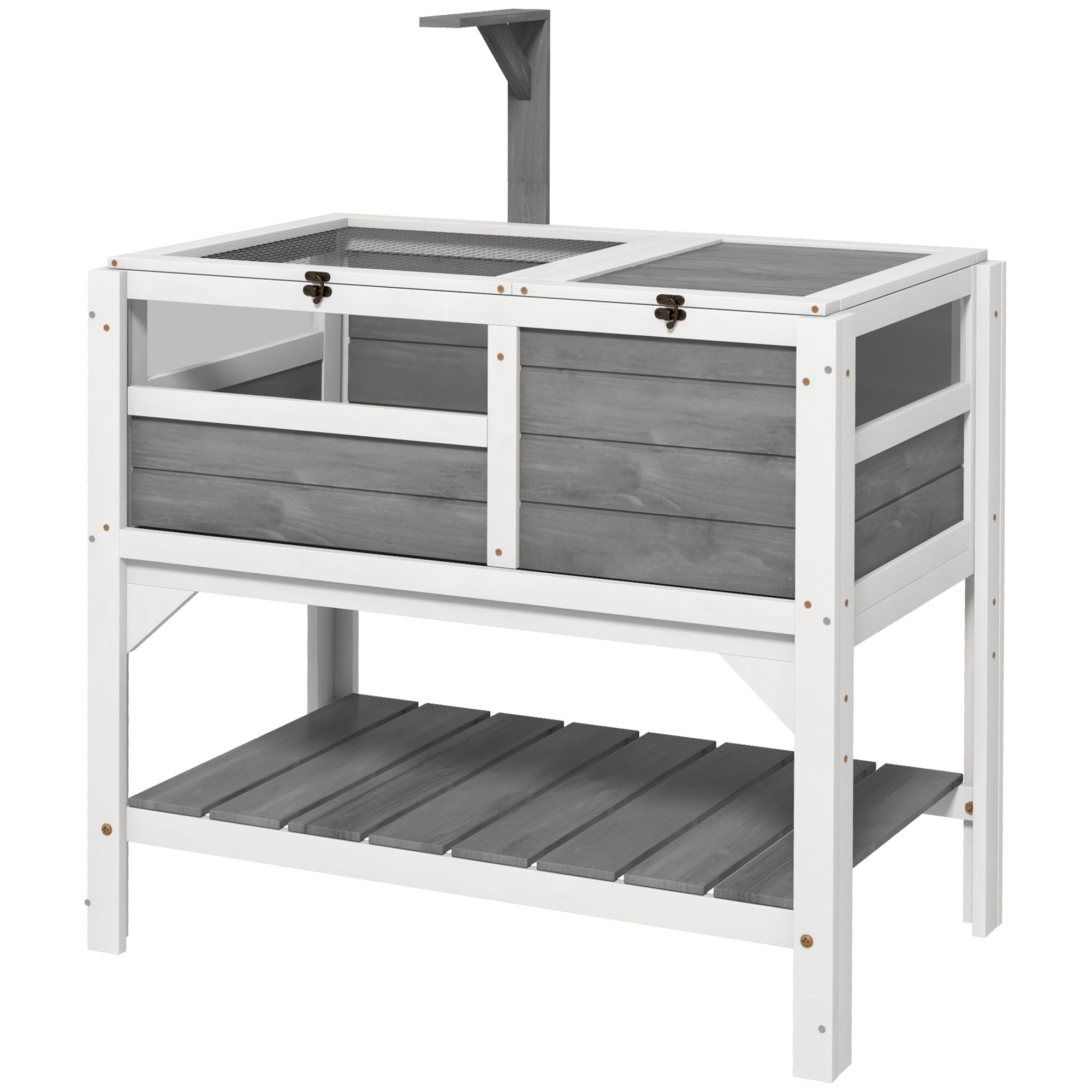Tortoise Habitat with Storage Shelf and Acrylic Windows - Light Gray