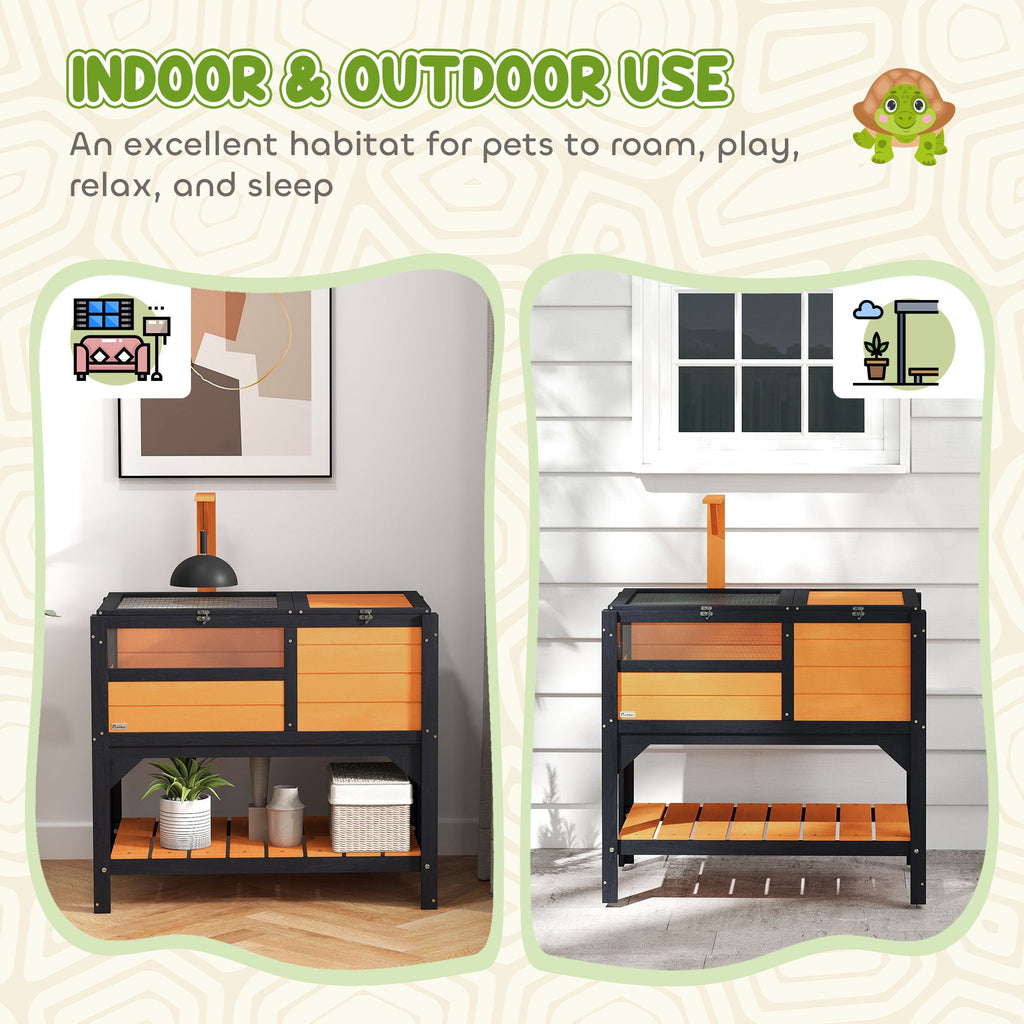 furniture-style Tortoise Habitat with Shelf Storage and Acrylic Windows