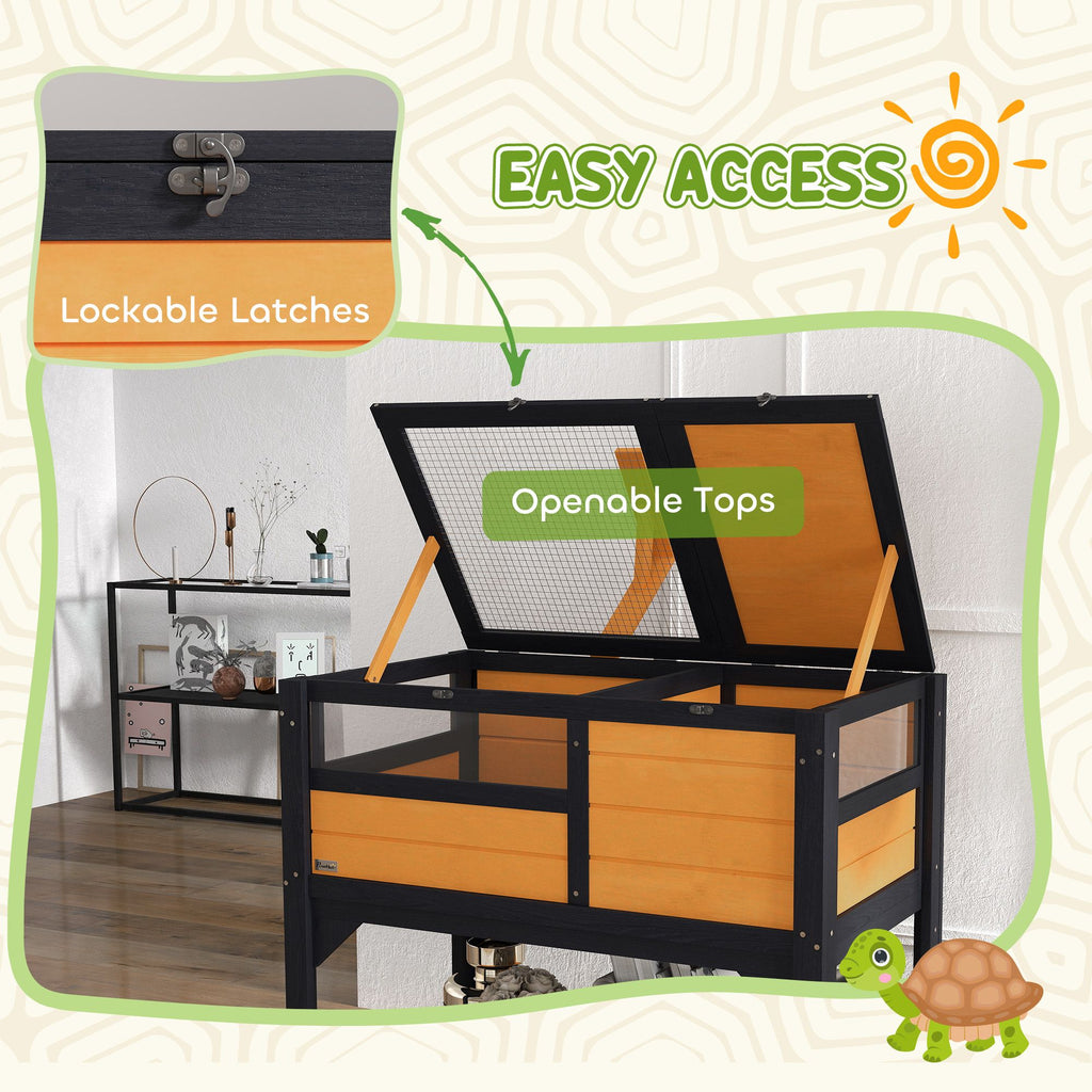 furniture-style Tortoise Habitat with Shelf Storage and Acrylic Windows