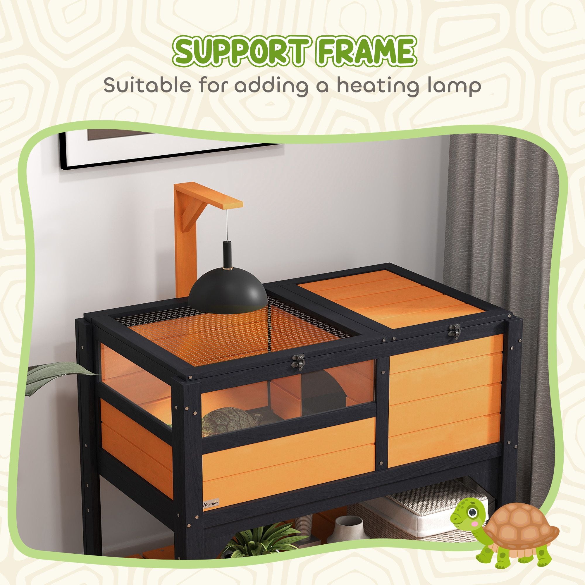 furniture-style Tortoise Habitat with Shelf Storage and Acrylic Windows