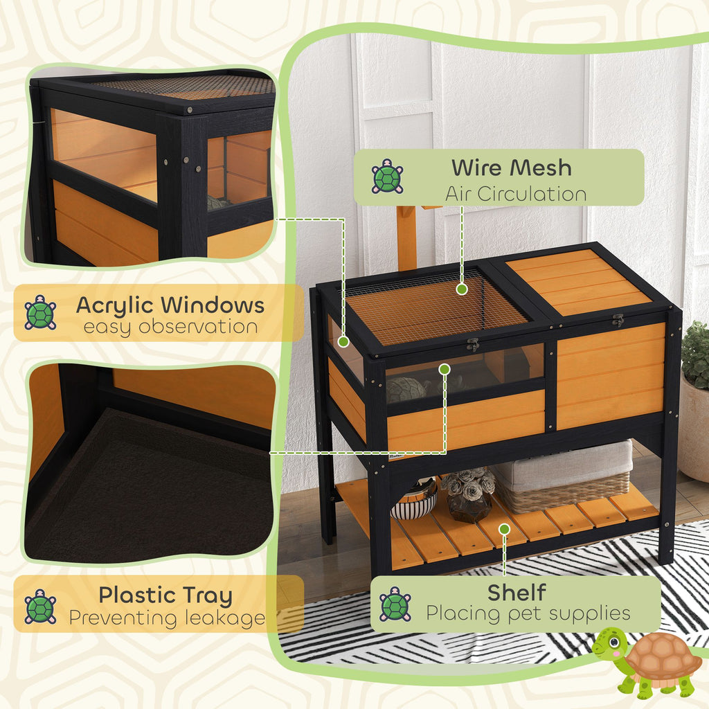furniture-style Tortoise Habitat with Shelf Storage and Acrylic Windows