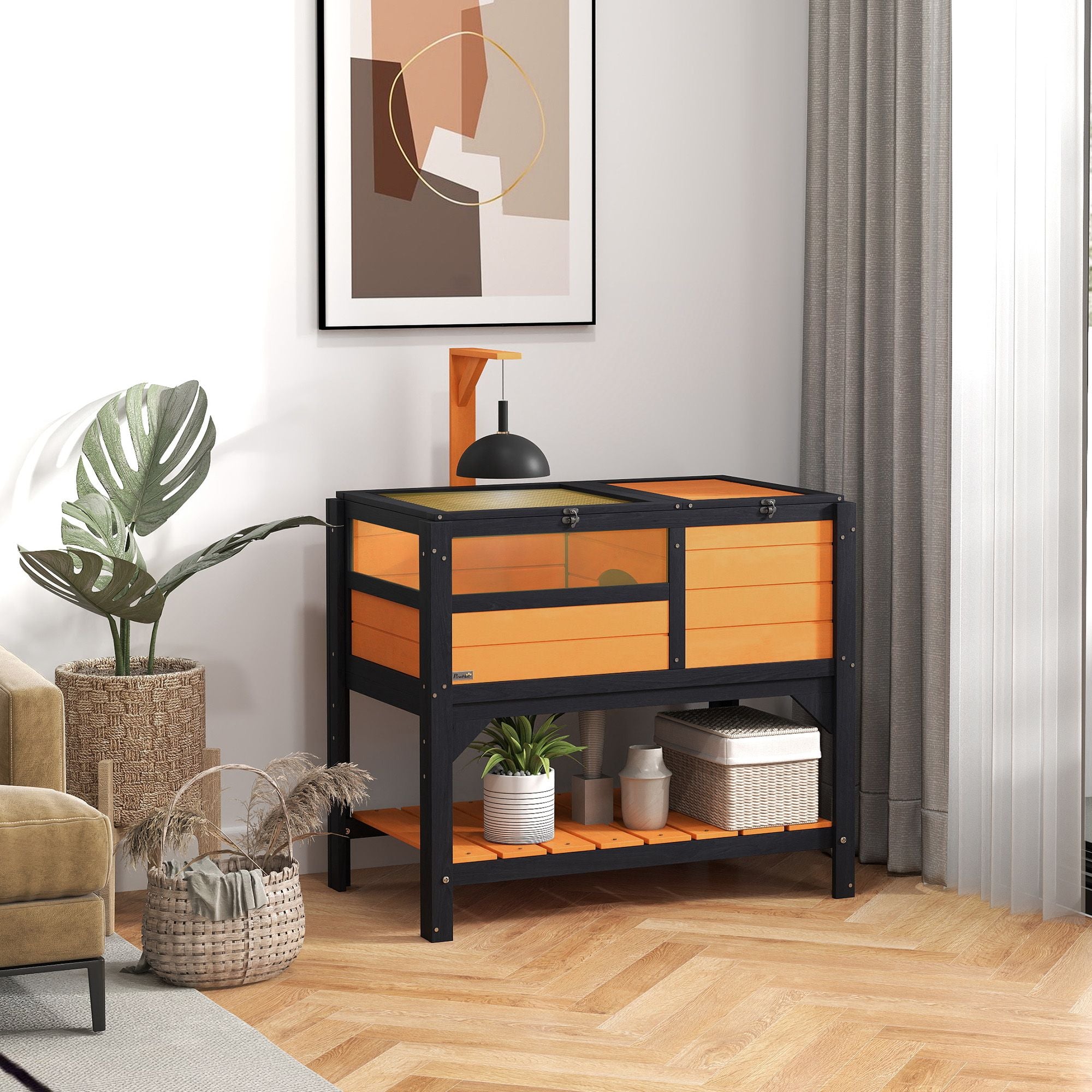 furniture-style Tortoise Habitat with Shelf Storage and Acrylic Windows