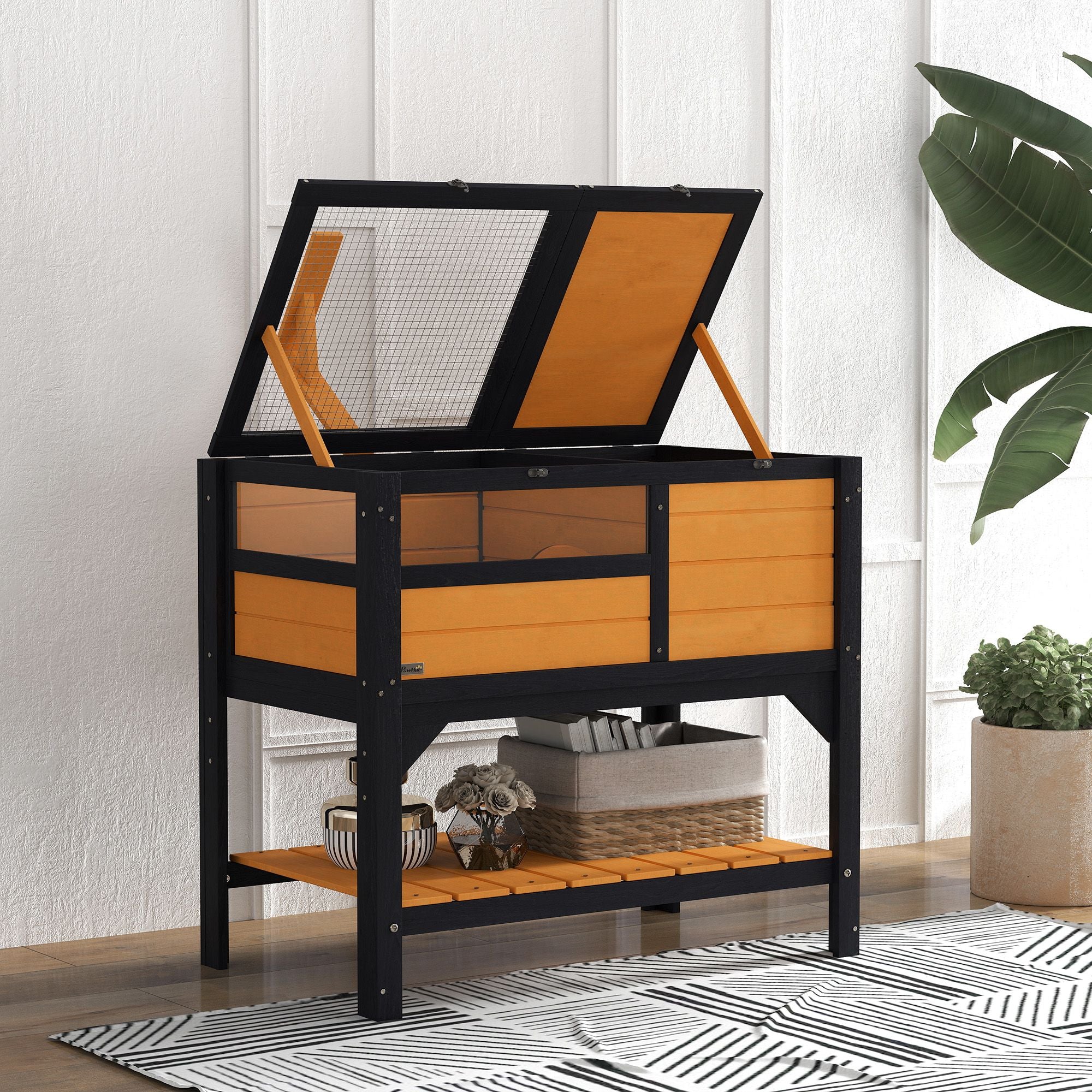 furniture-style Tortoise Habitat with Shelf Storage and Acrylic Windows