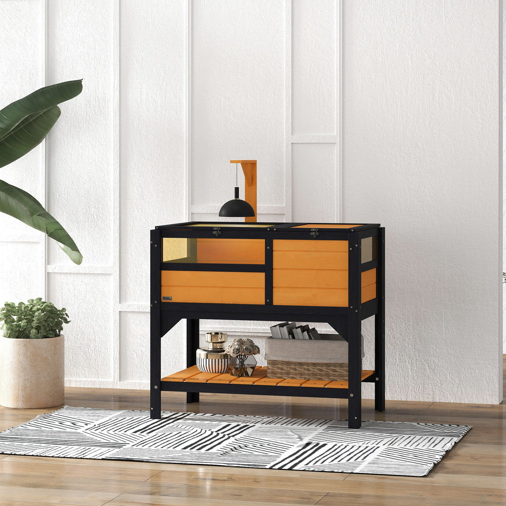 furniture-style Tortoise Habitat with Shelf Storage and Acrylic Windows