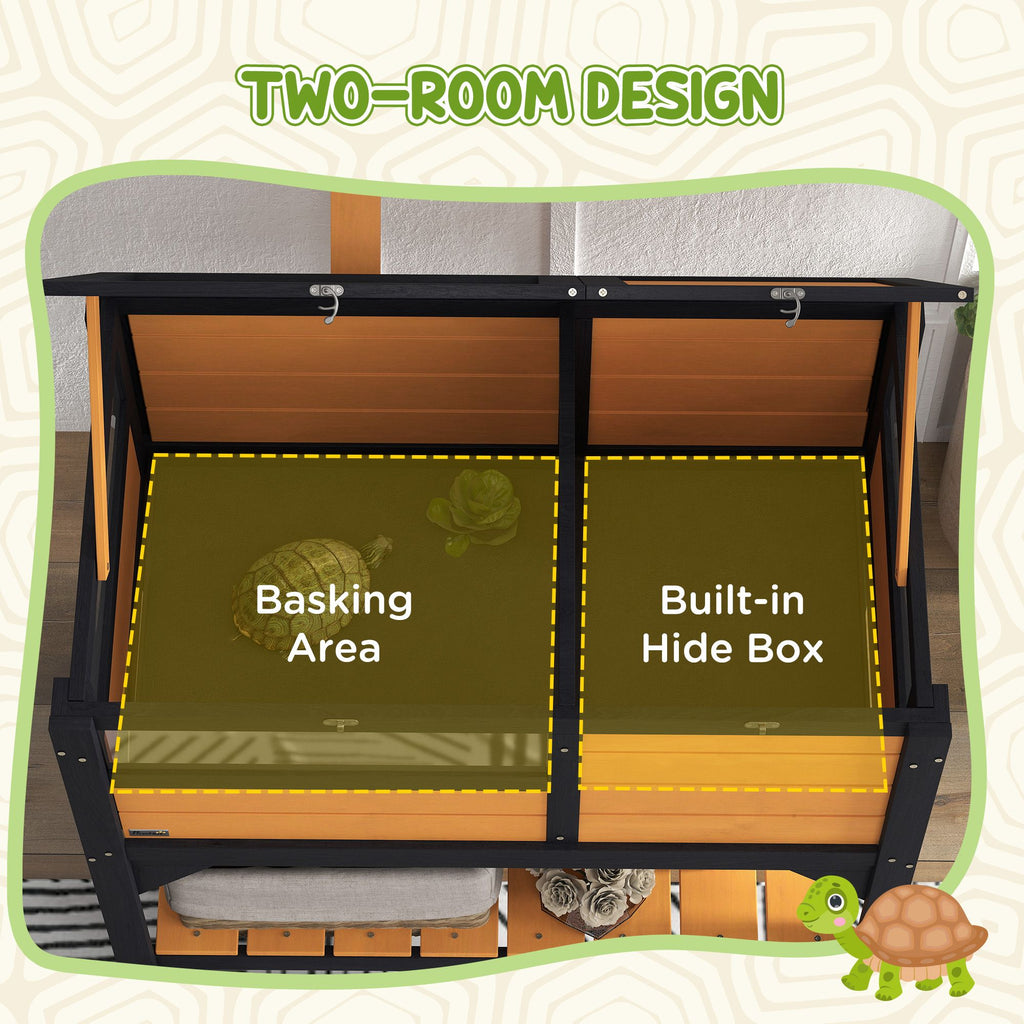 furniture-style Tortoise Habitat with Shelf Storage and Acrylic Windows