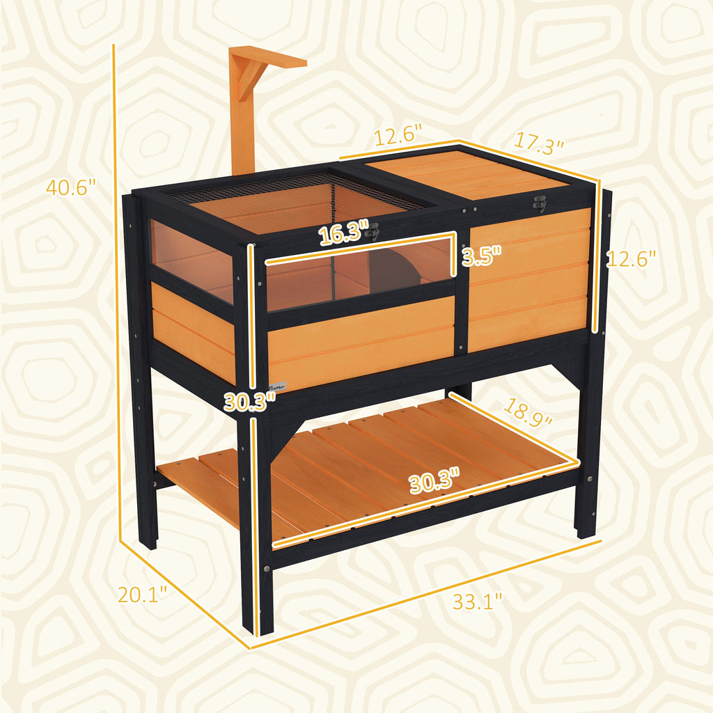furniture-style Tortoise Habitat with Shelf Storage and Acrylic Windows