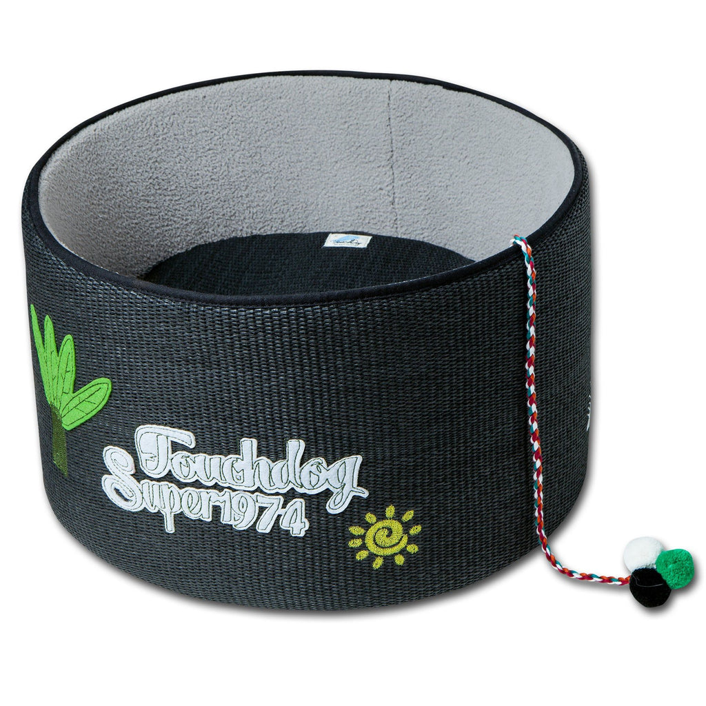 Touchcat 'Claw-ver Nest' Rounded Scratching Cat Bed with Built-in Teaser Toy