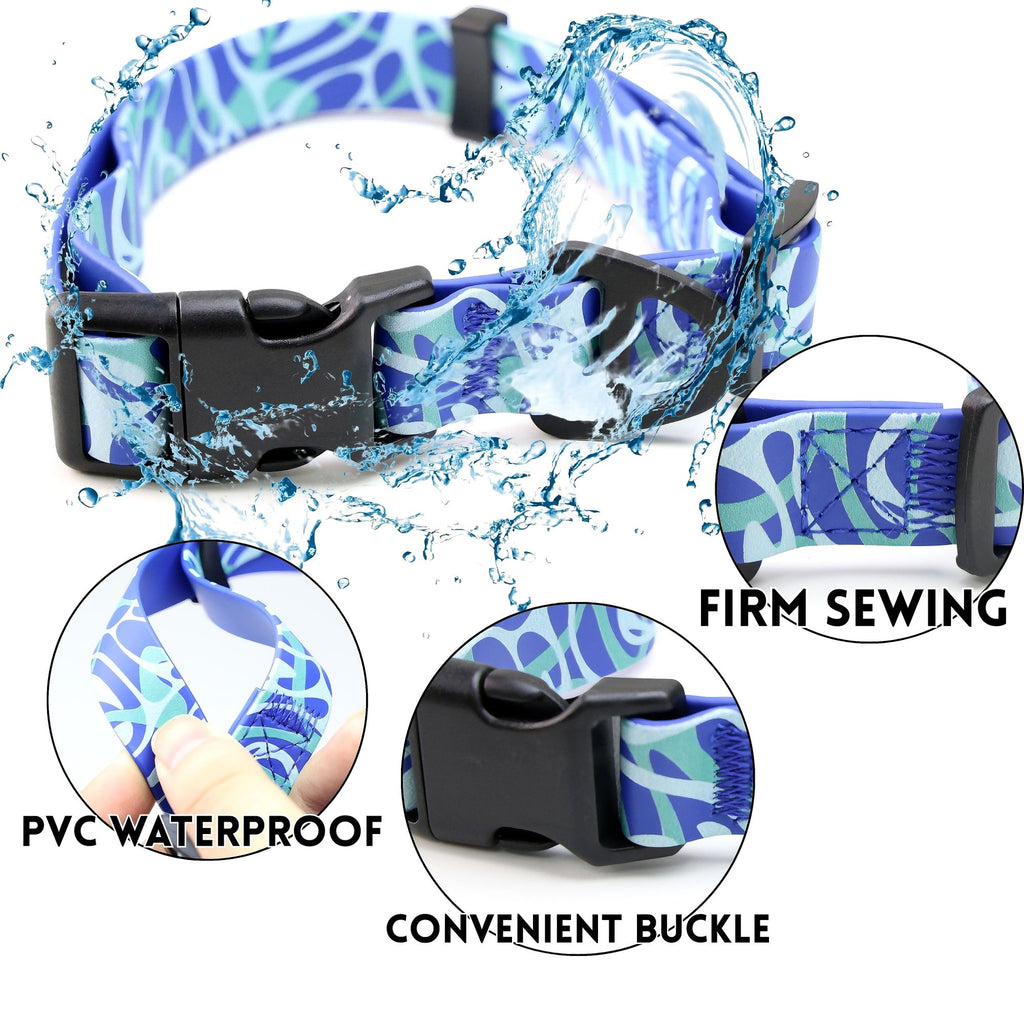 Printed Water-ready Dog Leash and Collar Set with Practical Hardware