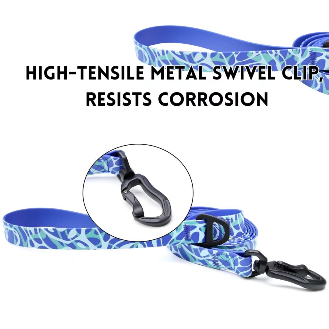 Printed Water-ready Dog Leash and Collar Set with Practical Hardware
