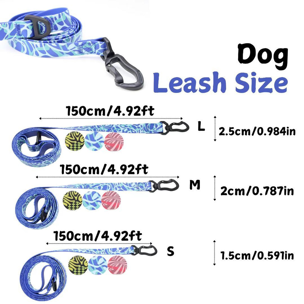 Printed Water-ready Dog Leash and Collar Set with Practical Hardware