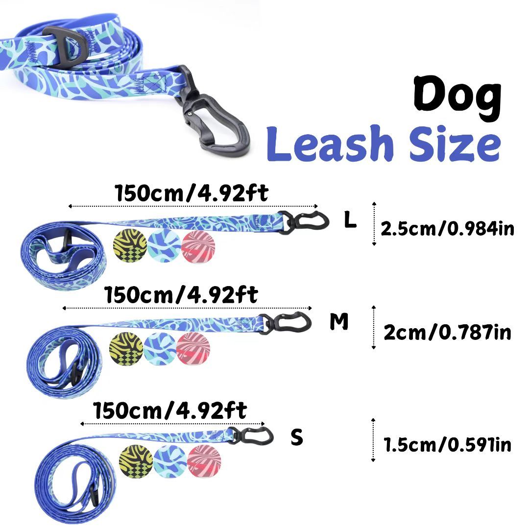 Printed Water-ready Dog Leash and Collar Set with Practical Hardware