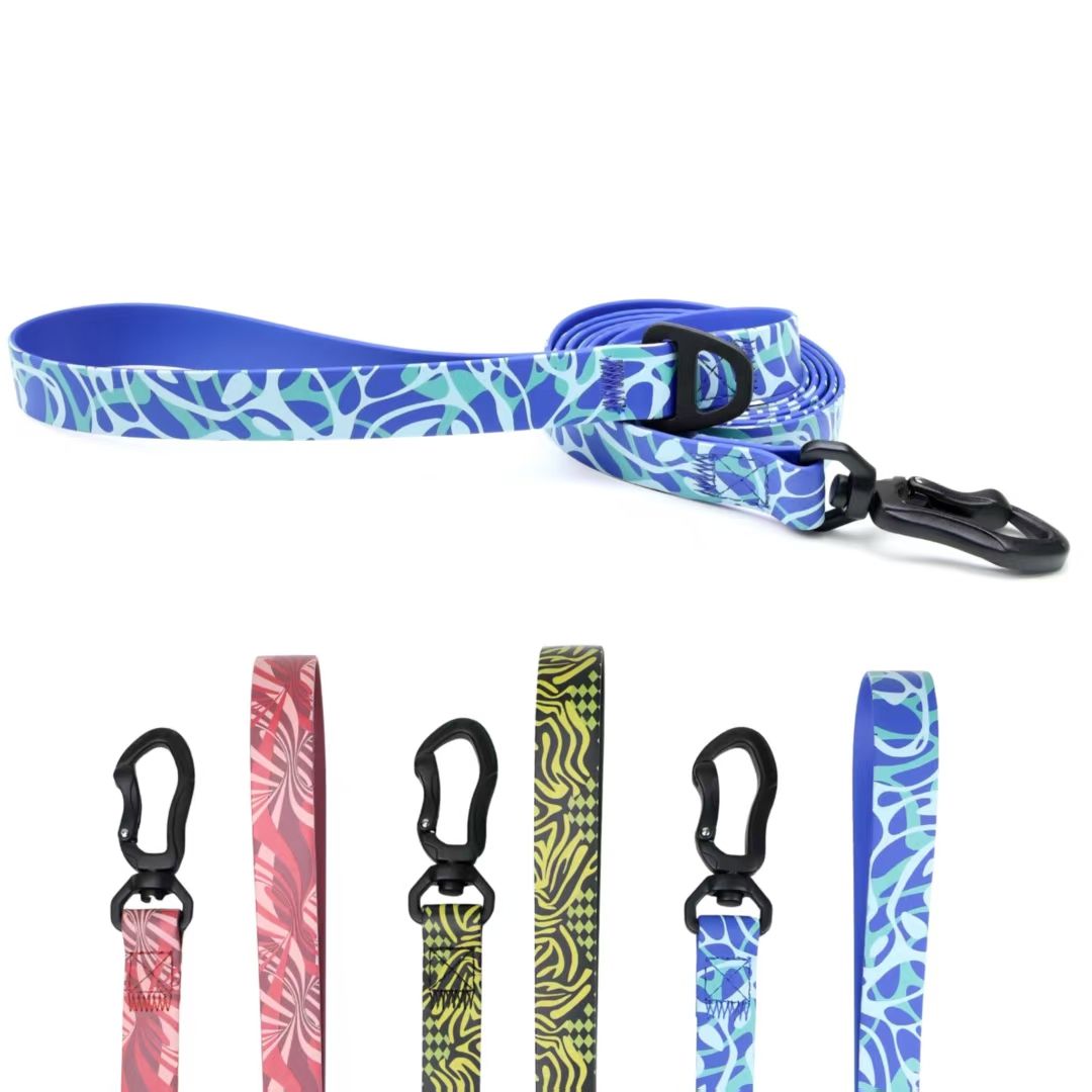 Printed Water-ready Dog Leash and Collar Set with Practical Hardware