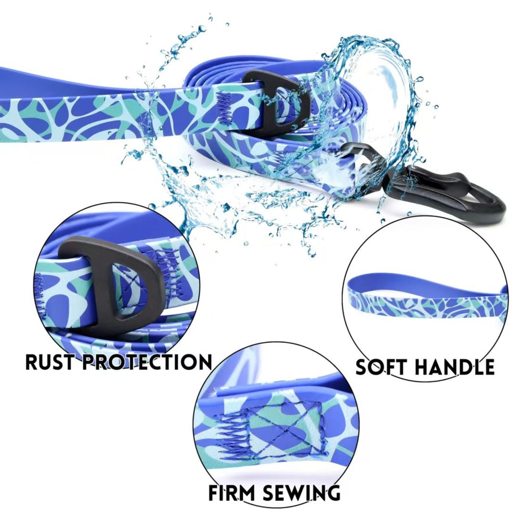Printed Water-ready Dog Leash and Collar Set with Practical Hardware