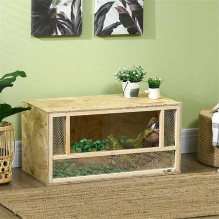 Reptile Terrarium with Breathable Mesh and Glass Sliding Doors