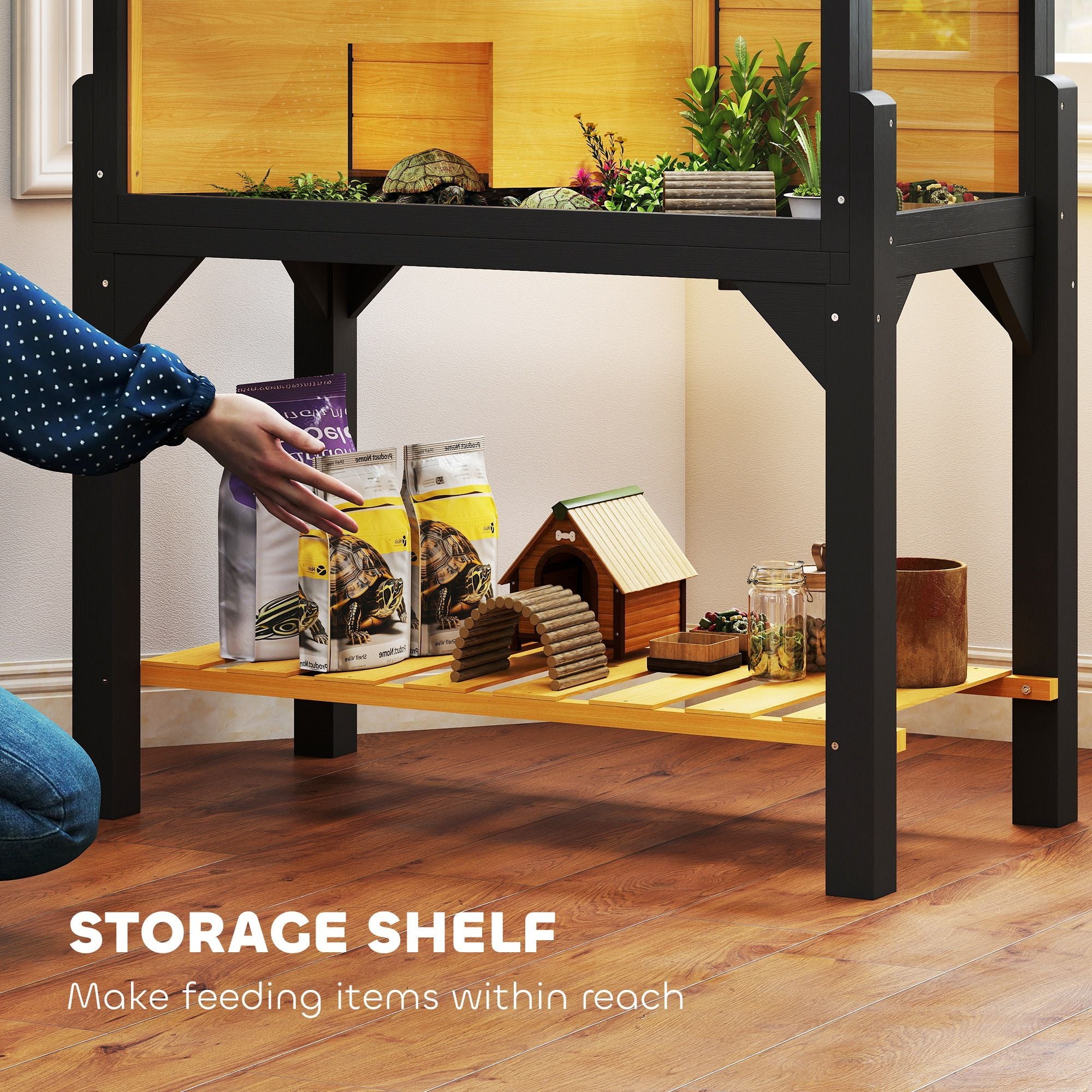 Give Your Tortoise a Spacious Two-Room Home with Built-In Storage