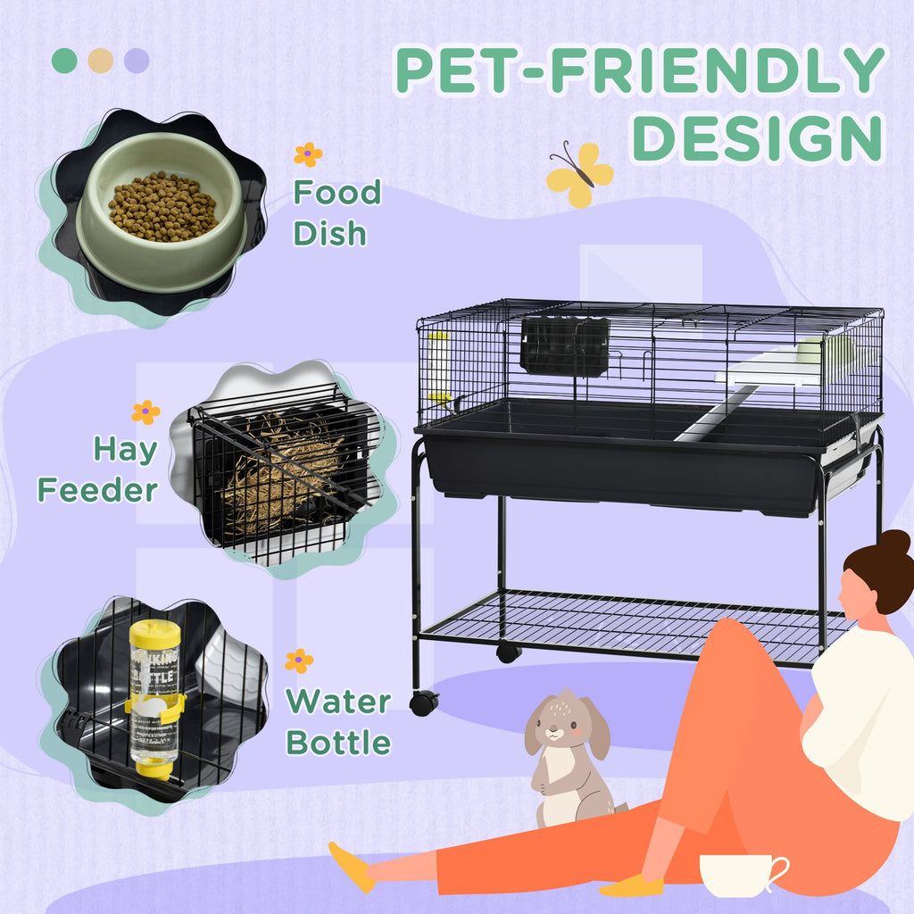 Two-Story Small Animal Habitat with Removable Wheeled Stand