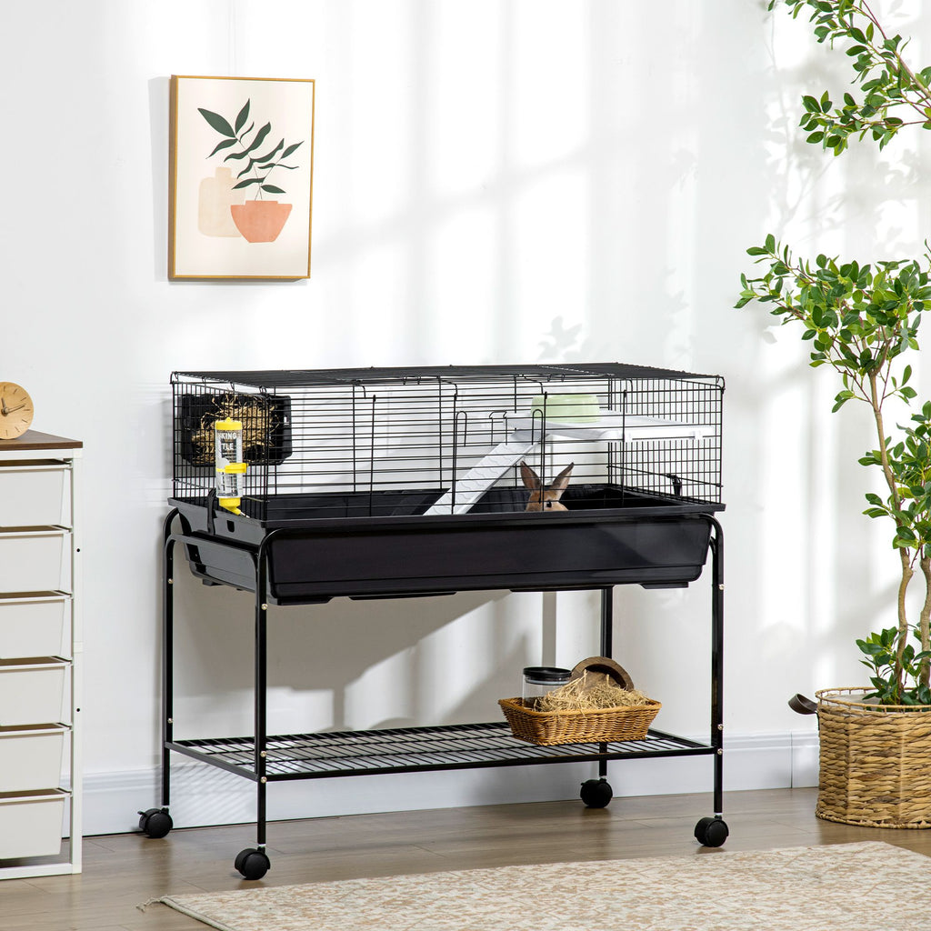 Two-Story Small Animal Habitat with Removable Wheeled Stand