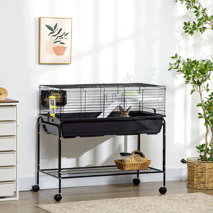 Two-Story Small Animal Habitat with Removable Wheeled Stand